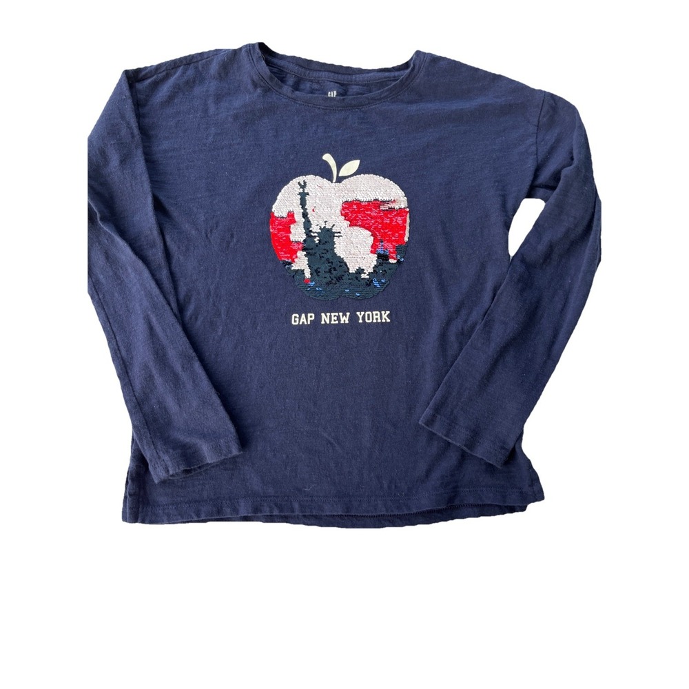 Gap Kids Girls L 10-12 Long Sleeve Big Apple Reversible‎ Sequin Shirt